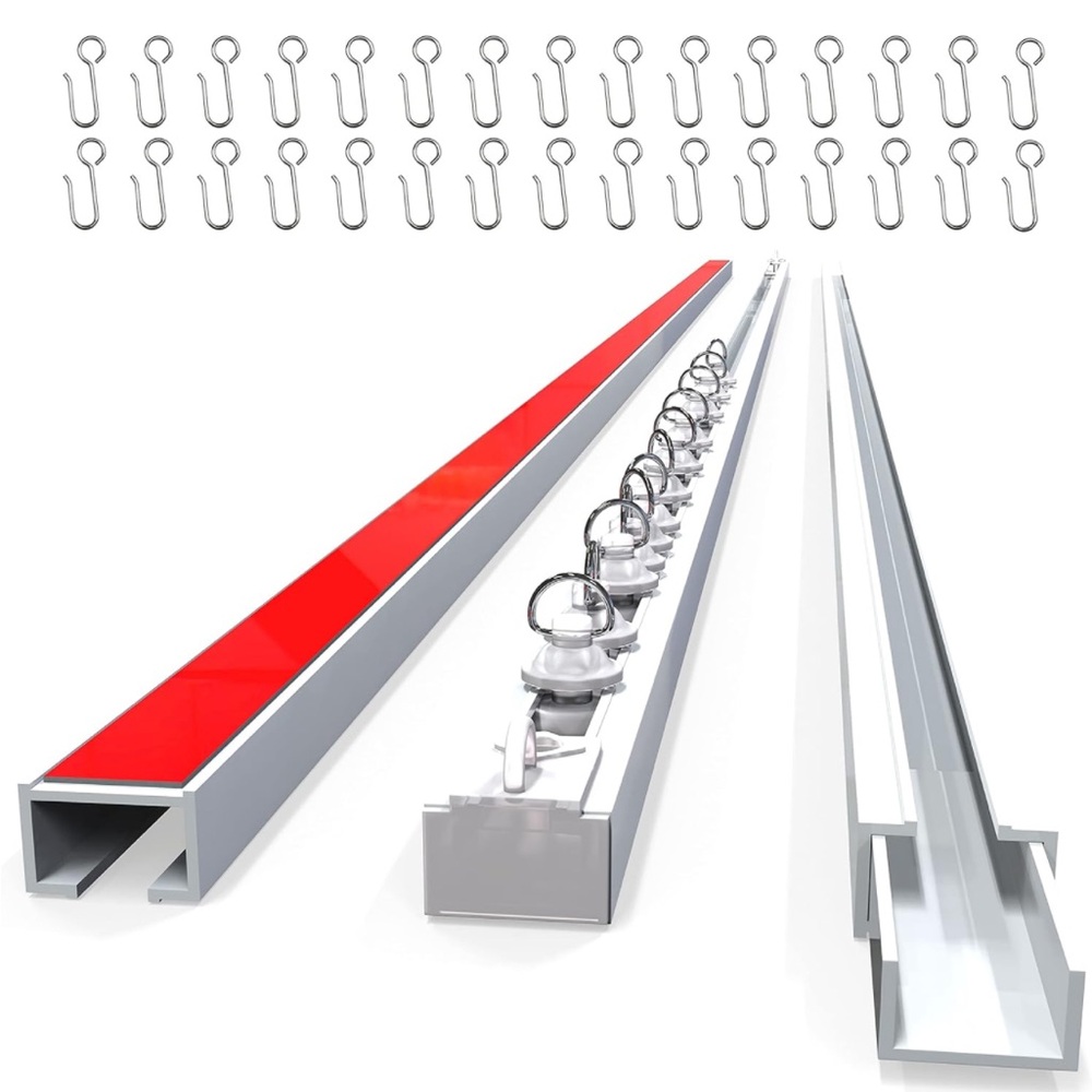 Silver Adhesive Curtain Track System Renter Friendly
